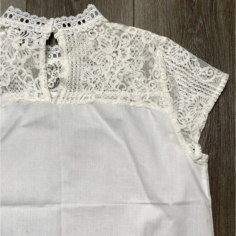 Shein White Blouse Size Large - Picture 9 of 16